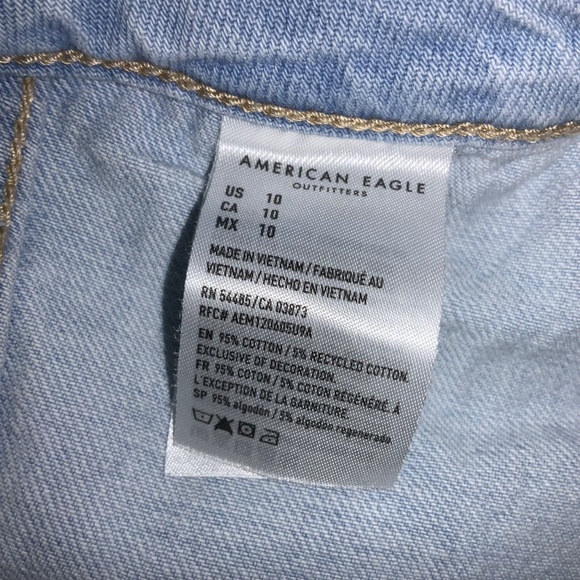 American Eagle Super Hi-Rise A-Line blue denim cotton skirt Sz 10 front pockets - Picture 5 of 5